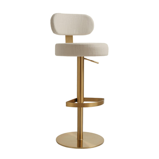 Primrose Cream Textured Performance Fabric Adjustable Stool - Home And Beyond