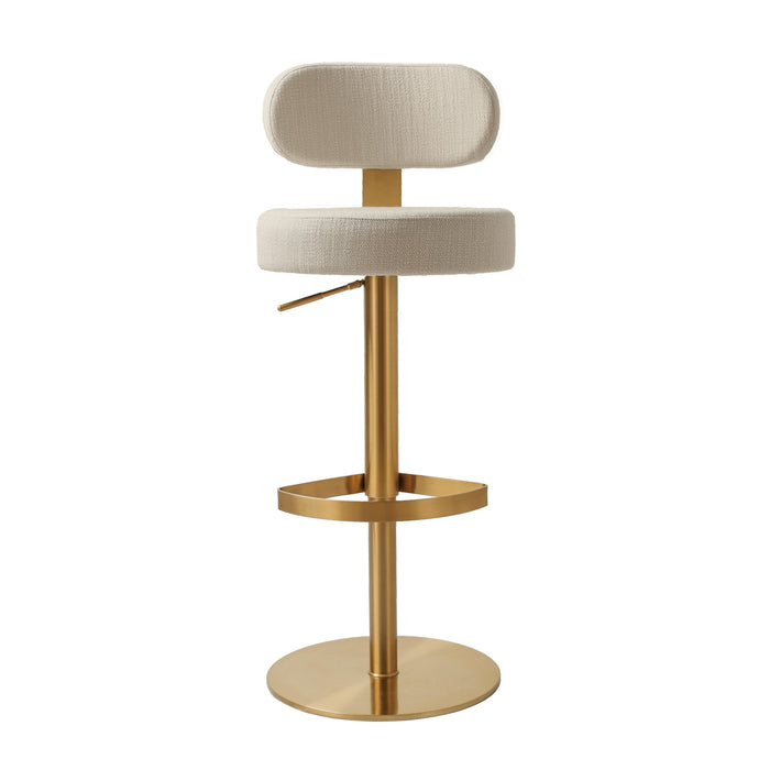 Primrose Cream Textured Performance Fabric Adjustable Stool - Home And Beyond