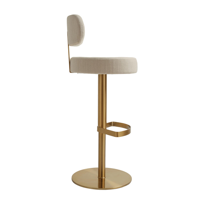 Primrose Cream Textured Performance Fabric Adjustable Stool - Home And Beyond