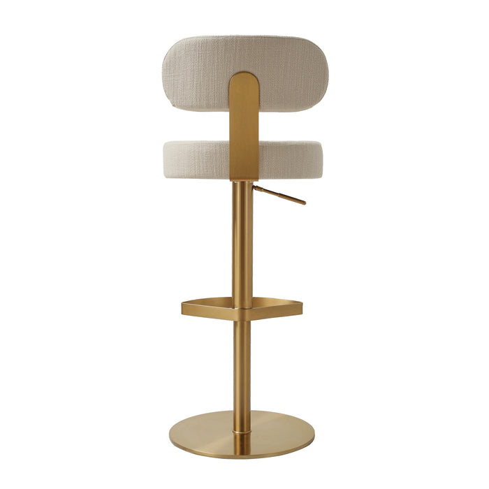 Primrose Cream Textured Performance Fabric Adjustable Stool - Home And Beyond