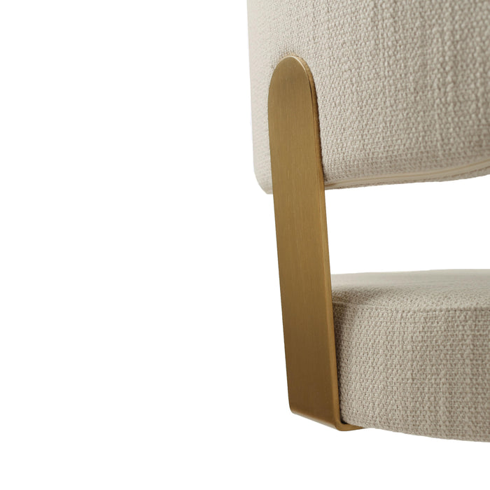 Primrose Cream Textured Performance Fabric Adjustable Stool - Home And Beyond