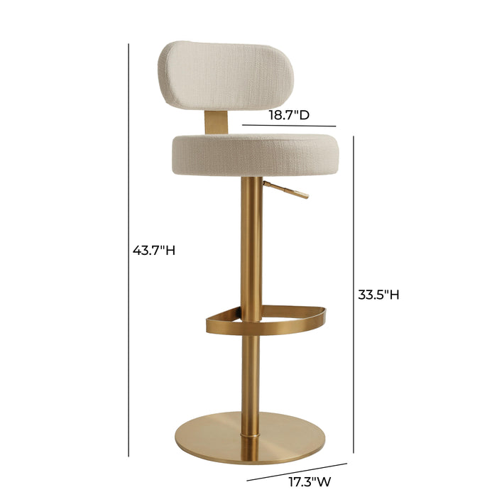 Primrose Cream Textured Performance Fabric Adjustable Stool - Home And Beyond