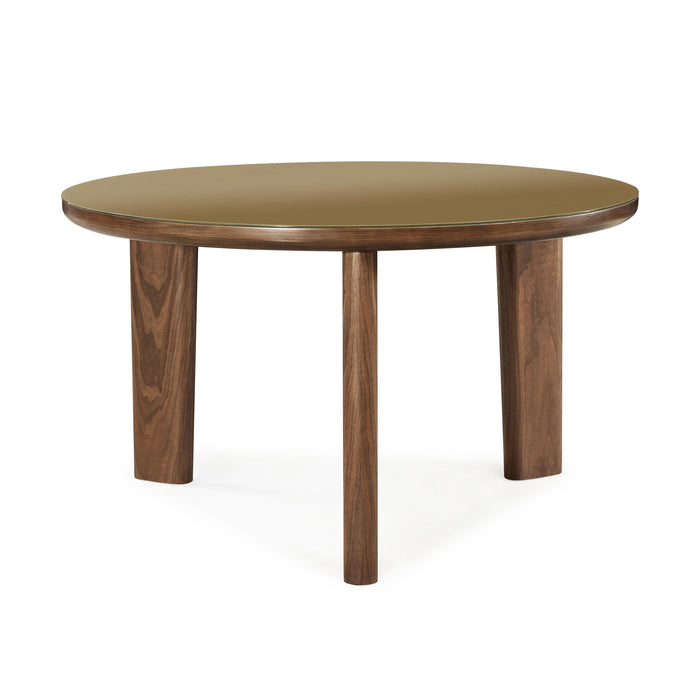 Oani Walnut and Glass Round Dining Table - Home And Beyond