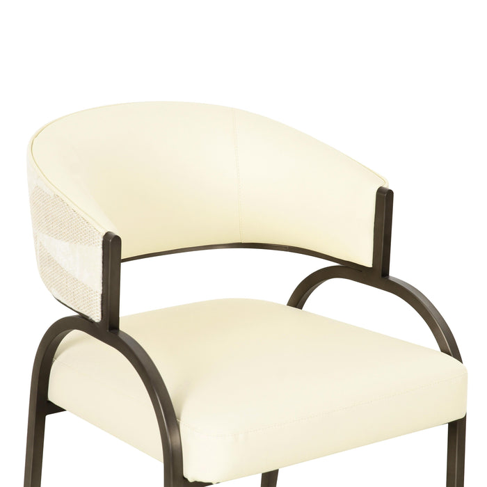 Tatum Cream 2-Tone Performance Vegan Leather and Jacquard Dining Chair - Home And Beyond