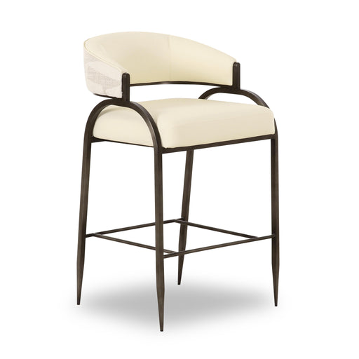 Tatum Cream 2-Tone Performance Vegan Leather and Jacquard Counter Stool - Home And Beyond