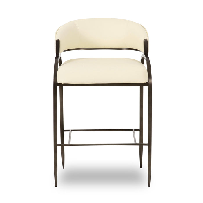 Tatum Cream 2-Tone Performance Vegan Leather and Jacquard Counter Stool - Home And Beyond