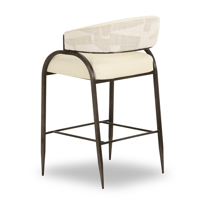 Tatum Cream 2-Tone Performance Vegan Leather and Jacquard Counter Stool - Home And Beyond