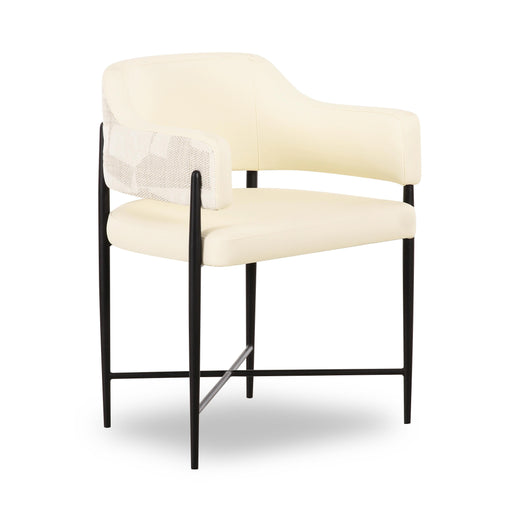 Sezanne Cream 2-Tone Performance Vegan Leather and Jacquard Dining Chair - Home And Beyond