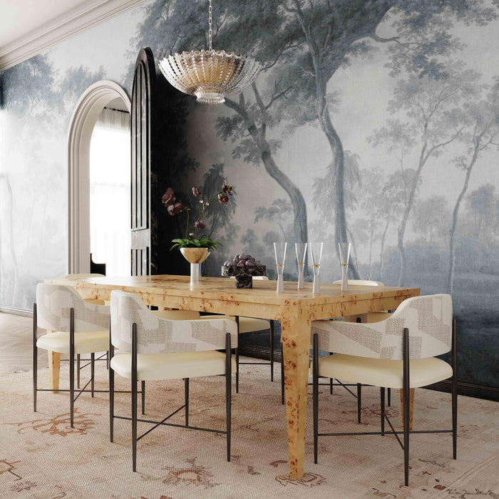 Sezanne Cream 2-Tone Performance Vegan Leather and Jacquard Dining Chair - Home And Beyond