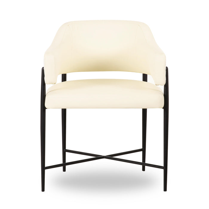 Sezanne Cream 2-Tone Performance Vegan Leather and Jacquard Dining Chair - Home And Beyond
