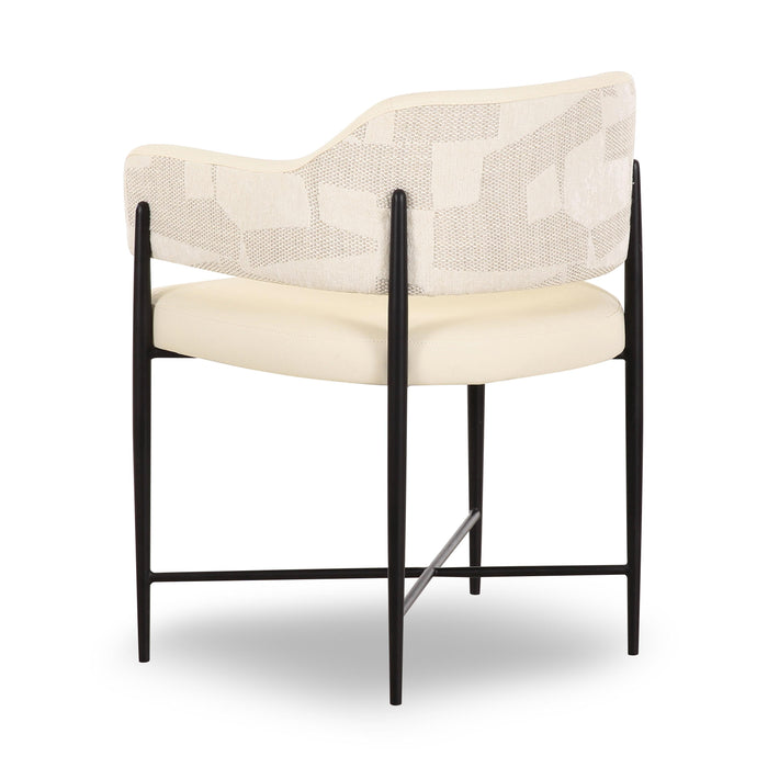 Sezanne Cream 2-Tone Performance Vegan Leather and Jacquard Dining Chair - Home And Beyond