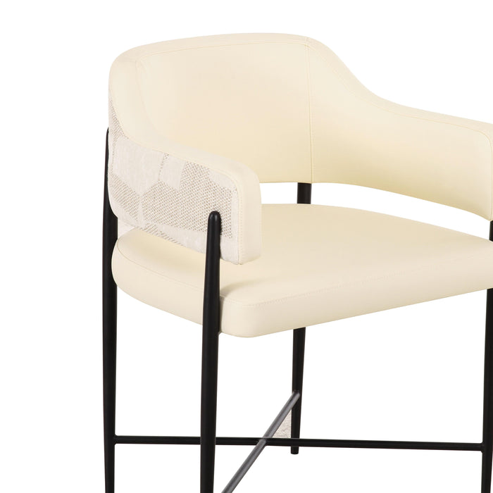 Sezanne Cream 2-Tone Performance Vegan Leather and Jacquard Dining Chair - Home And Beyond