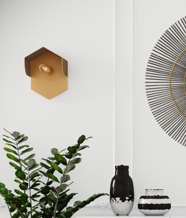 Mokhtar Tan Hexagon Wall Sconce - Home And Beyond