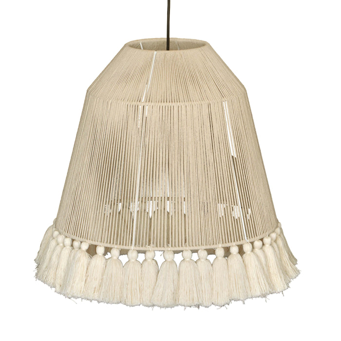 Helen White Cotton Tasseled Pendant Lamp 7 - Home And Beyond