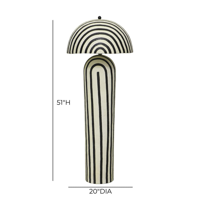 Maiori Black Striped Papier Mache Floor Lamp - Home And Beyond