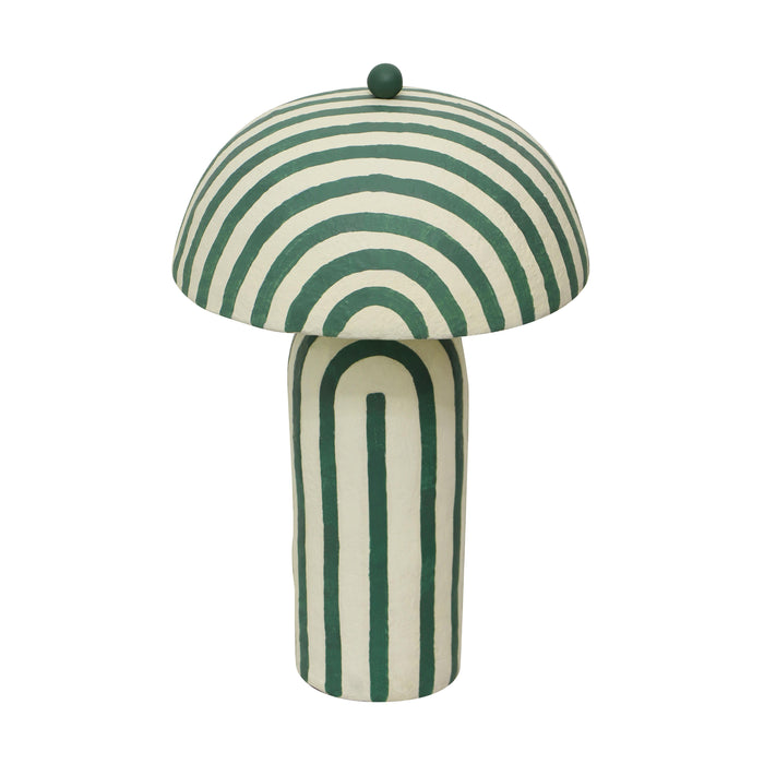Maiori Dark Green Striped Papier Mache Table Lamp - Home And Beyond