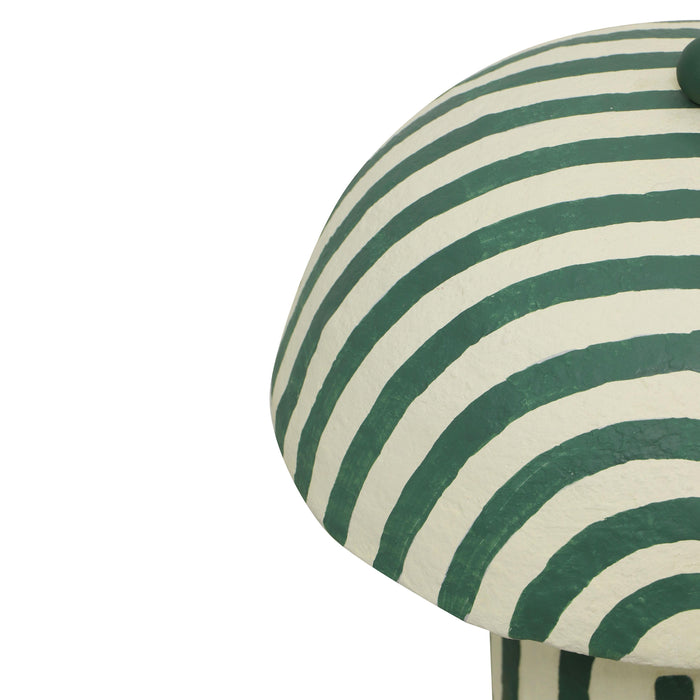 Maiori Dark Green Striped Papier Mache Table Lamp - Home And Beyond
