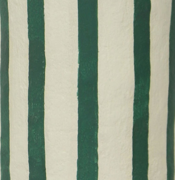 Maiori Dark Green Striped Papier Mache Table Lamp - Home And Beyond