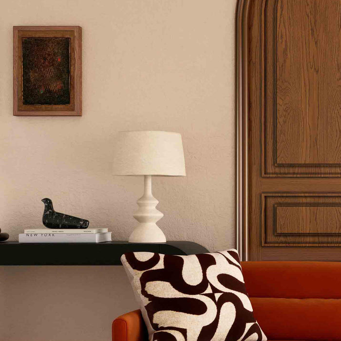 Cream Cotton Mache Table Lamp - Home And Beyond