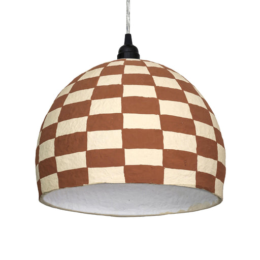 Taurus White and Terracotta Cotton Mache Pendant Lamp - Home And Beyond