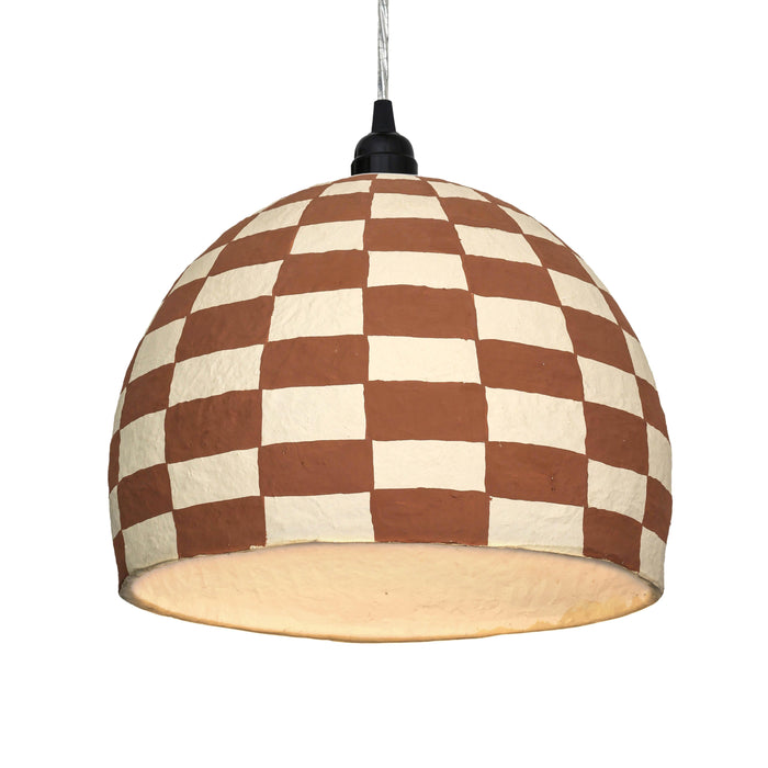 Taurus White and Terracotta Cotton Mache Pendant Lamp - Home And Beyond