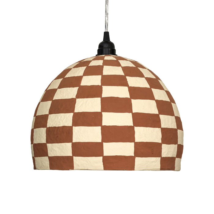 Taurus White and Terracotta Cotton Mache Pendant Lamp - Home And Beyond