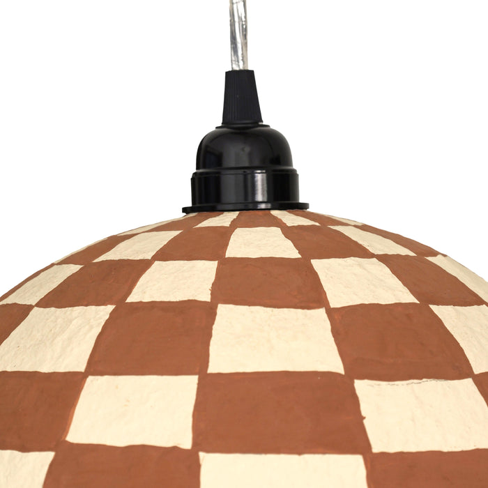 Taurus White and Terracotta Cotton Mache Pendant Lamp - Home And Beyond