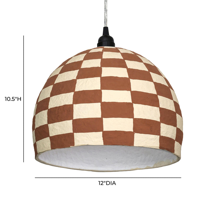 Taurus White and Terracotta Cotton Mache Pendant Lamp - Home And Beyond