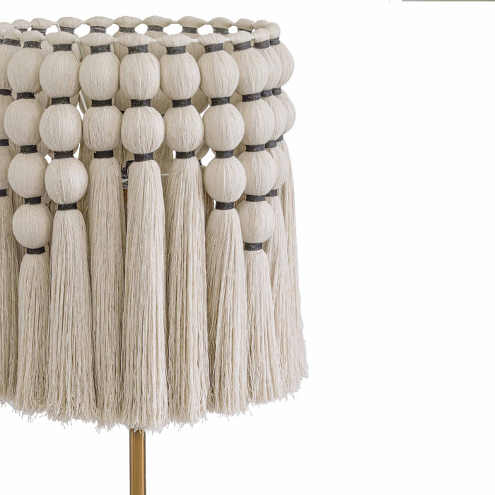 Tutu Cream Cotton Tasseled Floor Lamp - Home And Beyond
