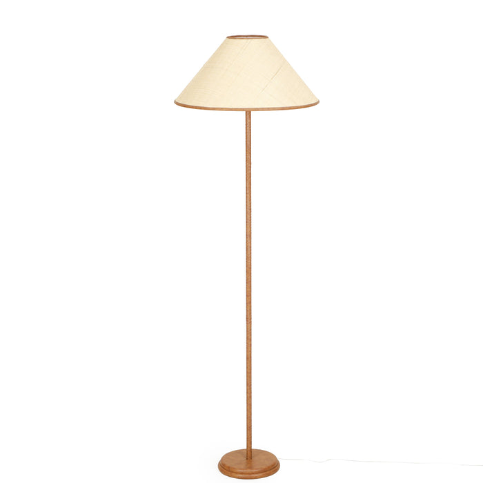 Keria Natural Vegan Leather and Raffia Contract-Grade Floor Lamp - Home And Beyond