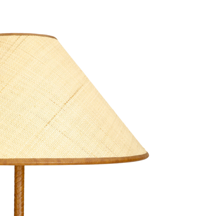 Keria Natural Vegan Leather and Raffia Contract-Grade Floor Lamp - Home And Beyond