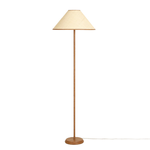 Keria Natural Vegan Leather and Raffia Contract-Grade Floor Lamp - Home And Beyond