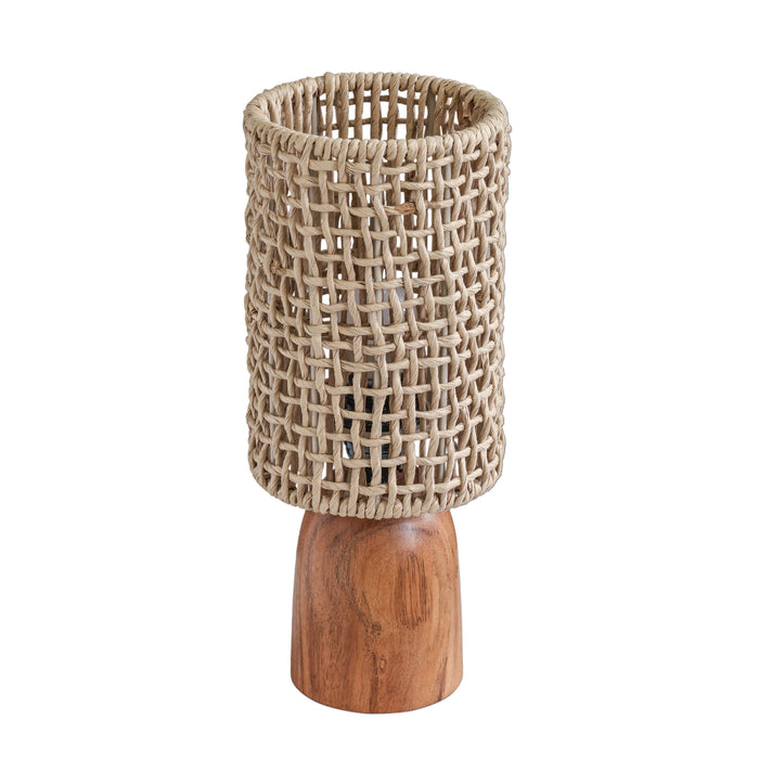 Kombu Natural Raffia and Wood Small Table Lamp - Home And Beyond