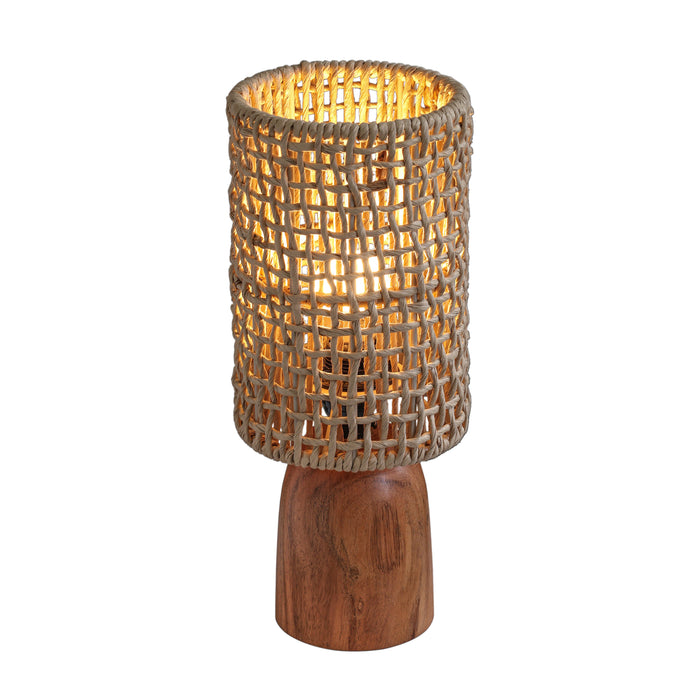 Kombu Natural Raffia and Wood Small Table Lamp - Home And Beyond