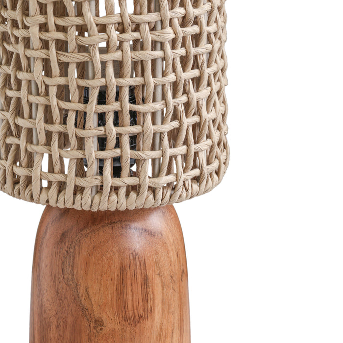 Kombu Natural Raffia and Wood Small Table Lamp - Home And Beyond