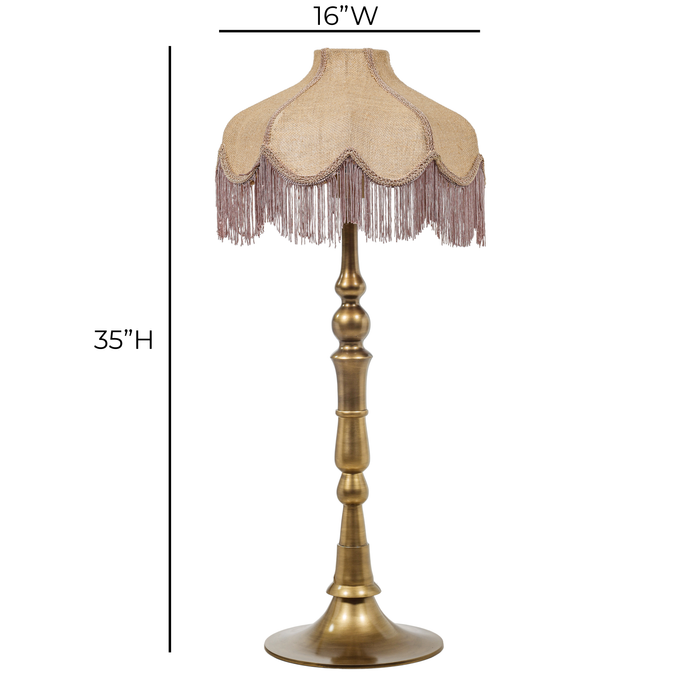 Buchanan Jute Fringed Scalloped Table Lamp - Home And Beyond