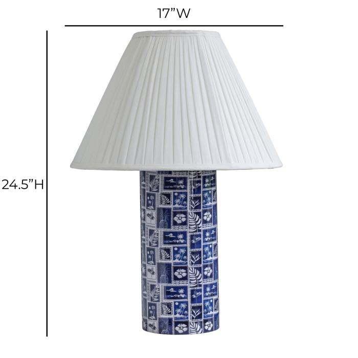 Stamp Blue Pleated Table Lamp - Home And Beyond