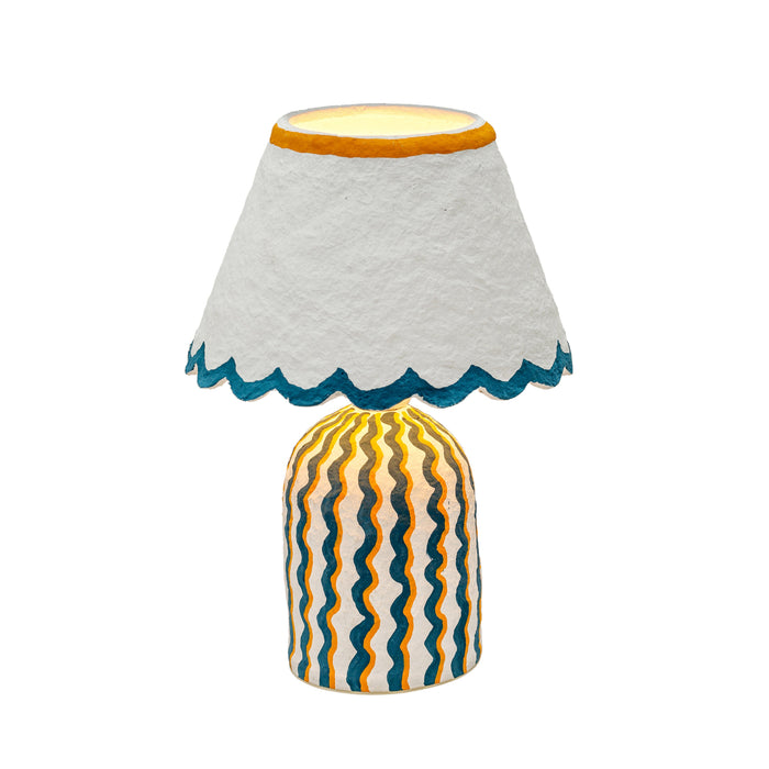 Blum Scalloped Cotton Mache Table Lamp - Home And Beyond