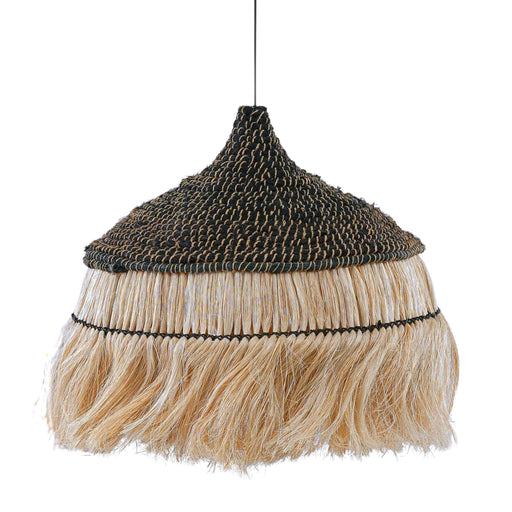 Sula Natural and Black Upcycled Abaca Pendant Lamp - Home And Beyond