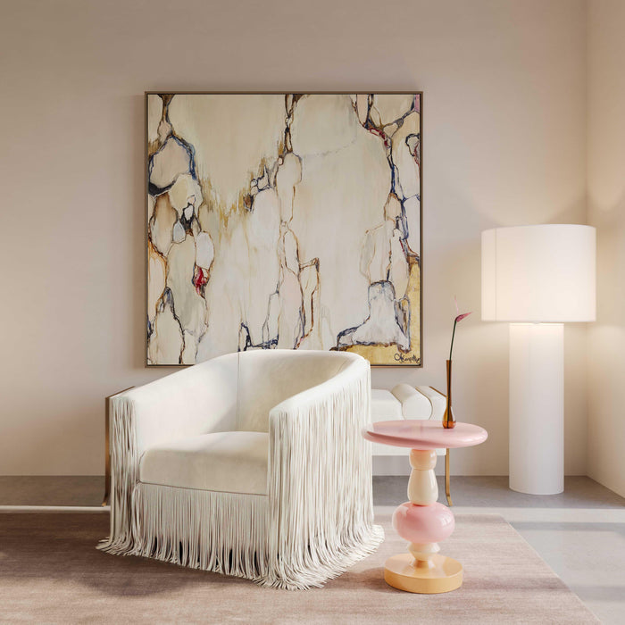 Cleopatra Cream Linen Floor Lamp - Home And Beyond