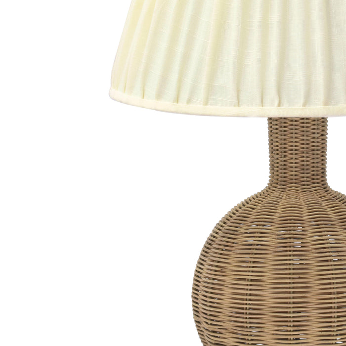 Pallora Cream & Natural Rattan Table Lamp - Home And Beyond