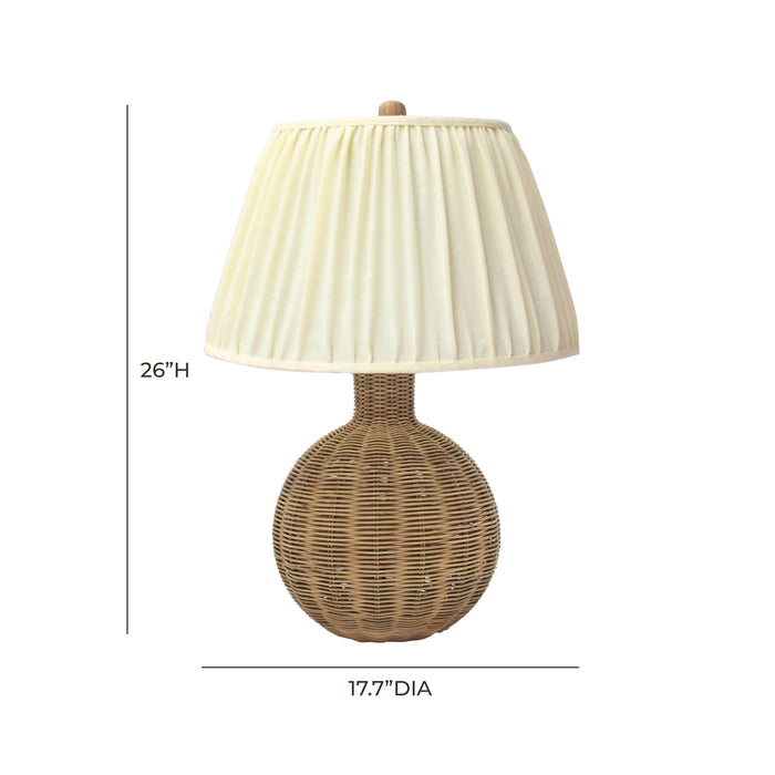 Pallora Cream & Natural Rattan Table Lamp - Home And Beyond