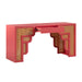 Suzie Coral Pink & Rattan Executive Desk - UK - Home And Beyond