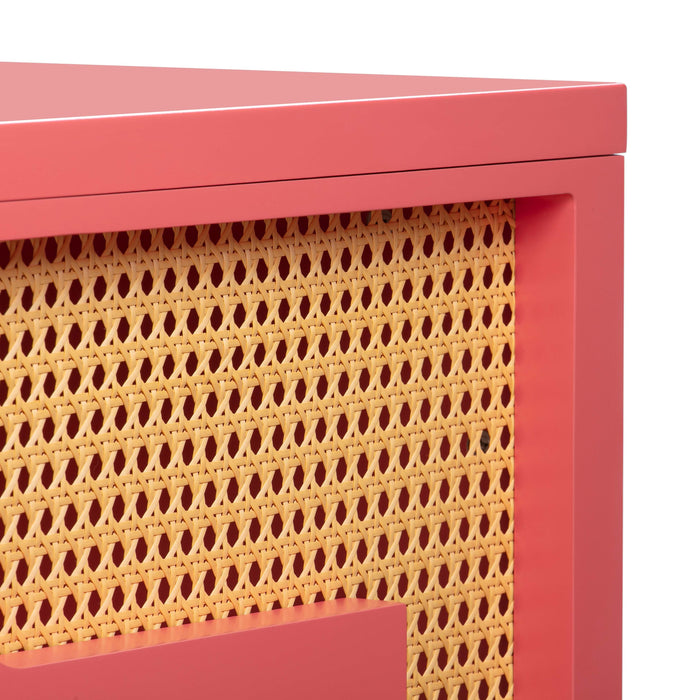 Suzie Coral Pink & Rattan Executive Desk - UK - Home And Beyond