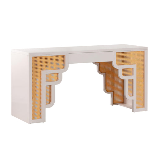 Suzie Cream & Rattan Executive Desk - UK - Home And Beyond