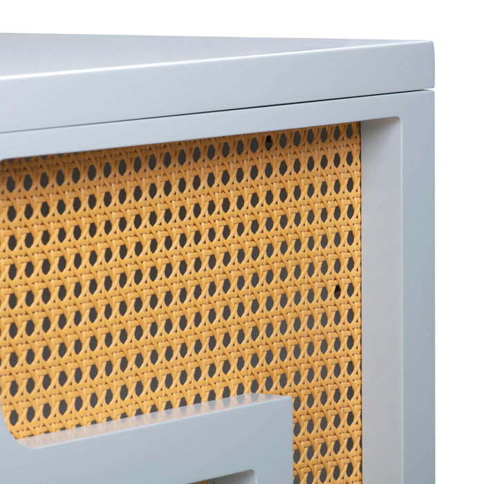 Suzie Pastel Blue & Rattan Executive Desk - UK - Home And Beyond