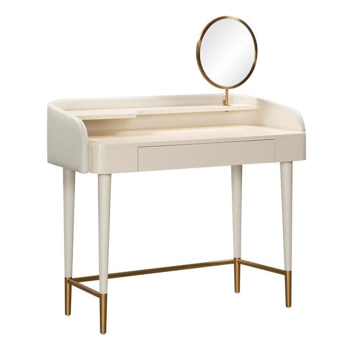 Penelope Cream Vegan Leather Wrapped Vanity Desk - UK - Home And Beyond