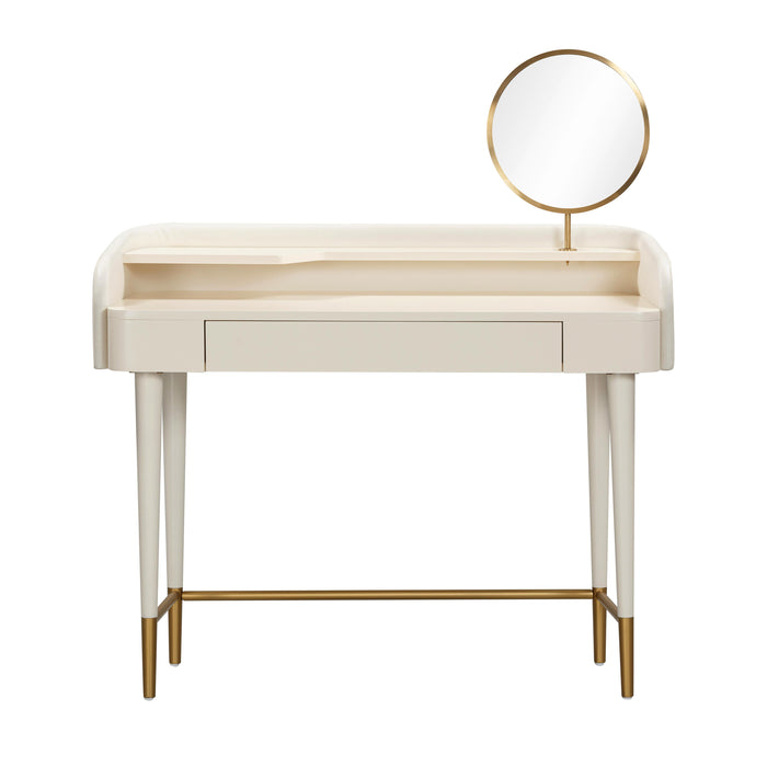 Penelope Cream Vegan Leather Wrapped Vanity Desk - UK - Home And Beyond