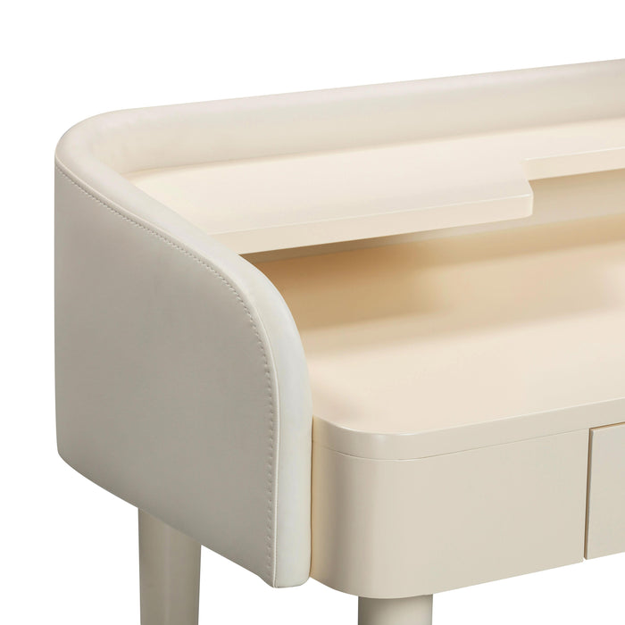 Penelope Cream Vegan Leather Wrapped Vanity Desk - UK - Home And Beyond