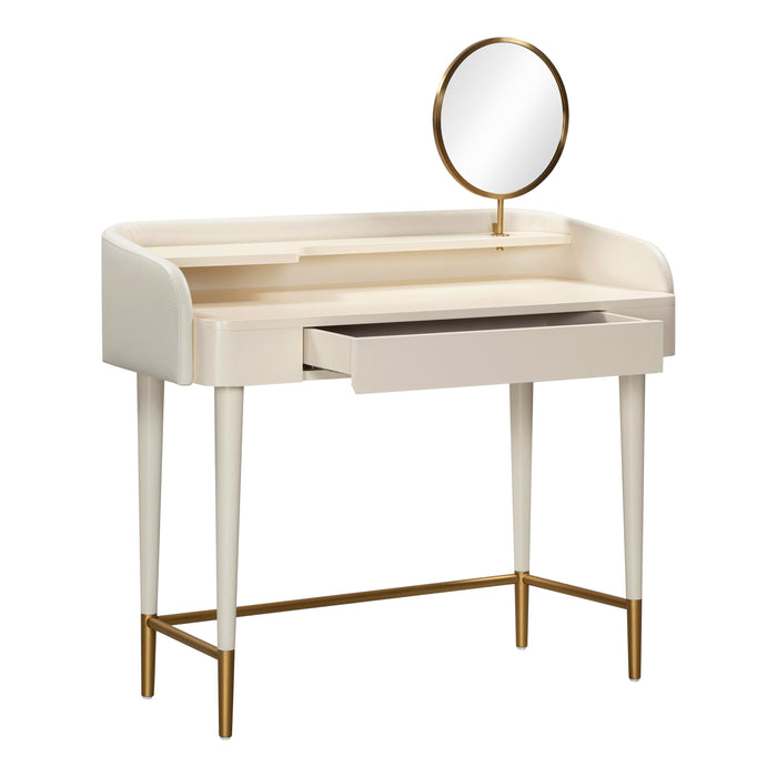 Penelope Cream Vegan Leather Wrapped Vanity Desk - UK - Home And Beyond